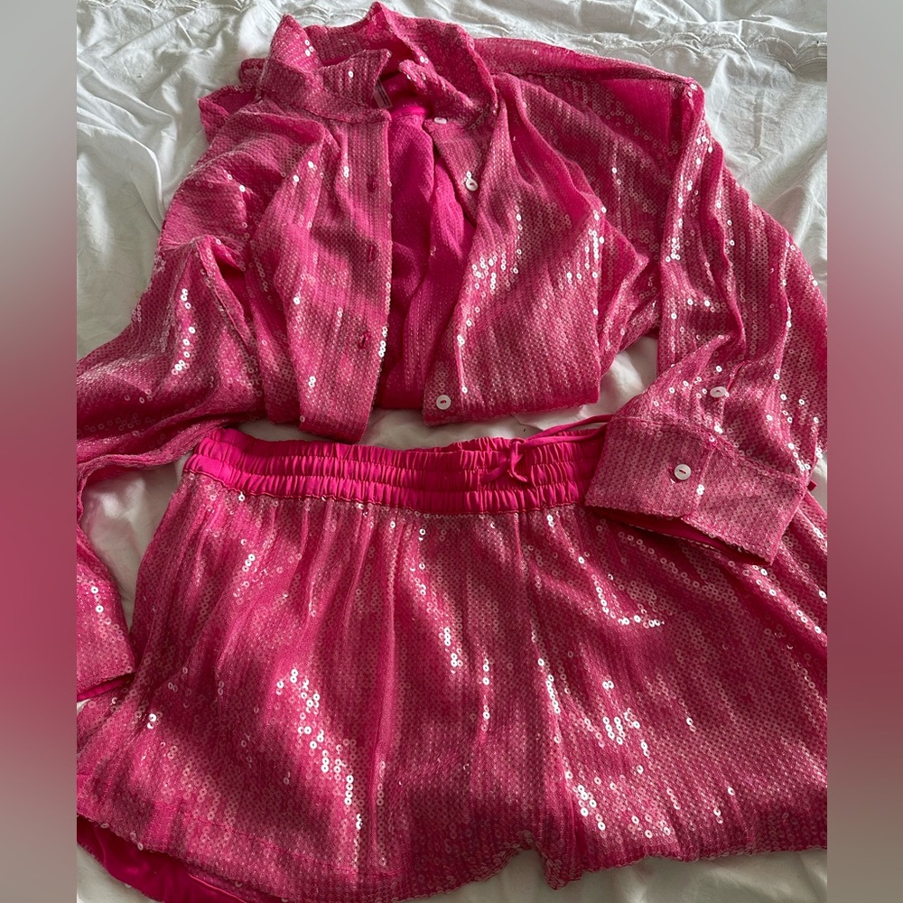 Victoria's Secret Hot Pink Sequin Swim Coverup